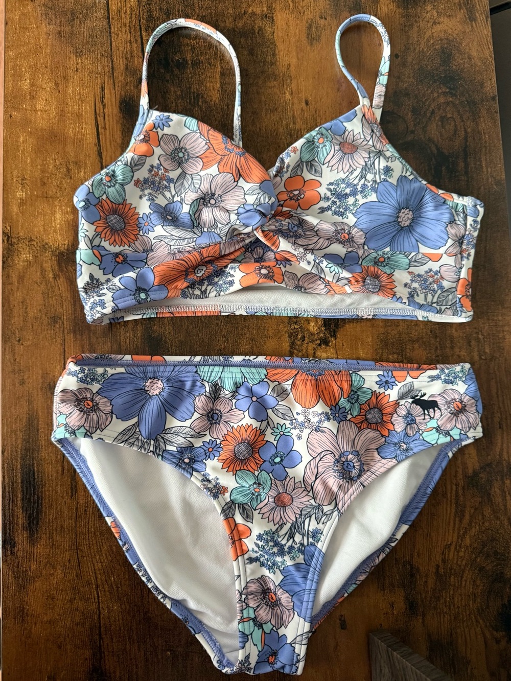 abercrombie kids Floral Bikini Set in Purple, Orange, Blue, White